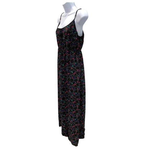 I love Ronson Black Chiffon Lines Maxi Dress Size Large Multi Heart Design - Picture 8 of 11